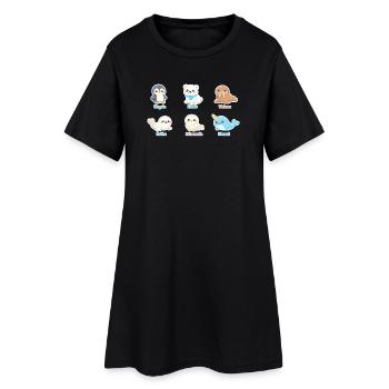 Kuschelige Arktis-Tierwelt - Frauen T-Shirt-Kleid - Schwarz - Vorne