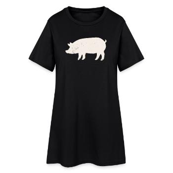 Schwein - Frauen T-Shirt-Kleid - Schwarz - Vorne