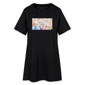 Collage Mer de Visages : Diversité Colorée - Robe T-shirt Femme - noir - Devant