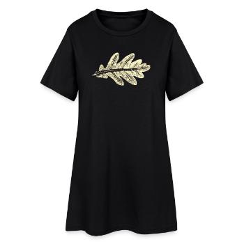 Eichenblatt / Blatt Eiche - Botanisch - Frauen T-Shirt-Kleid - Schwarz - Vorne