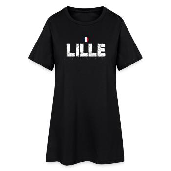 Lille, France, Typographie en détresse - Robe T-shirt Femme - noir - Devant