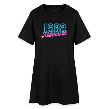 1982 Millennial Retro Numeric Design - Robe T-shirt Femme - noir - Devant
