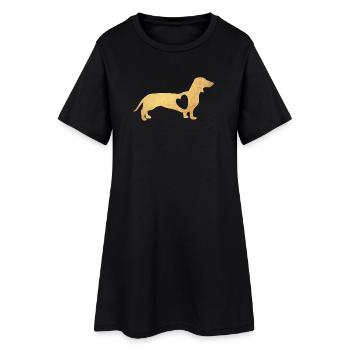 Coeur Teckel Or Chien Amour Fan Walkie Wauwau Amour - Robe T-shirt Femme - noir - Devant