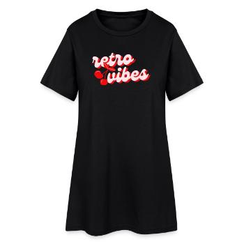 Ambiance rétro avec des cerises – Rouge et ludique - Robe T-shirt Femme - noir - Devant