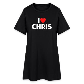 I love Chris Rotes Herz Romantischer Name Fan - Frauen T-Shirt-Kleid - Schwarz - Vorne
