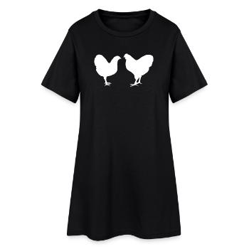 Hühner Fans -  Hahn - Gockel - Küken - Wyandotten - Frauen T-Shirt-Kleid - Schwarz - Vorne