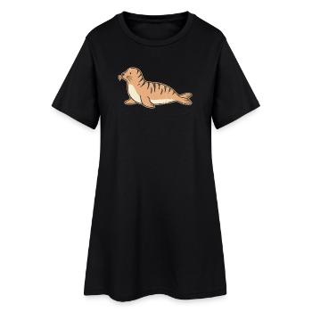 Illustration du phoque côtier - Robe T-shirt Femme - noir - Devant