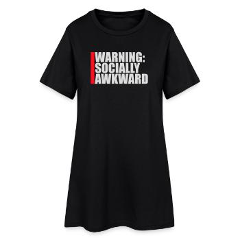 Warning Socially Awkward Lustig Sozial Unbeholfen - Frauen T-Shirt-Kleid - Schwarz - Vorne