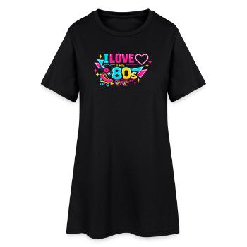 Ich liebe die 80er Neon - Frauen T-Shirt-Kleid - Schwarz - Vorne