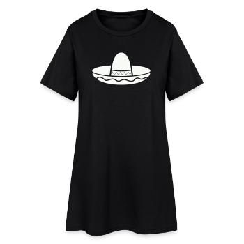 Sombrero Fiesta Pattern on Shirt - Women’s T-Shirt Dress - black - Front