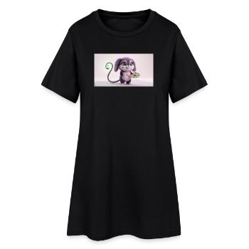 Adorable artiste de créatures duveteuses avec palette de peintures et - Robe T-shirt Femme - noir - Devant