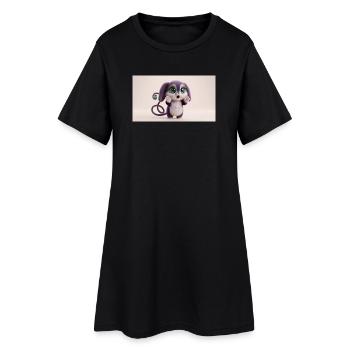 Créature mignonne et mignonne surprise aux grands yeux verts - Robe T-shirt Femme - noir - Devant