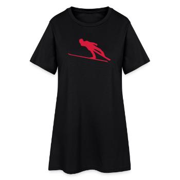 skispringer wintersport - Frauen T-Shirt-Kleid - Schwarz - Vorne
