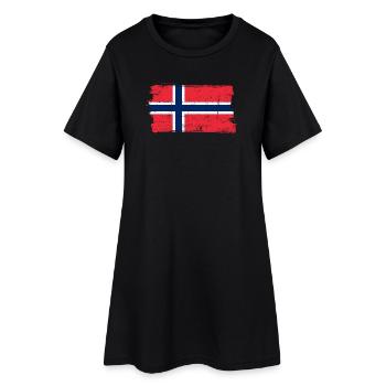 Norwegian Flag Brush Cross - Women’s T-Shirt Dress - black - Front
