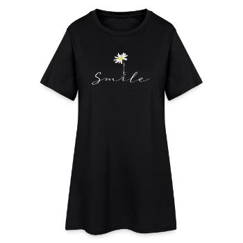 Smile sourire fleur Marguerite happiness - Robe T-shirt Femme - noir - Devant