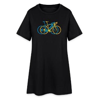Vibrant Tri-Tone Bicycle Overlay - Women’s T-Shirt Dress - black - Front