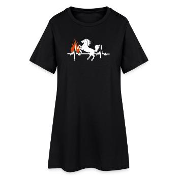 Battement de Cœur du Cheval Équitation Feu Chaleur - Robe T-shirt Femme - noir - Devant