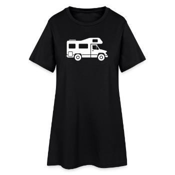 Camping-car Silhouette Camping Famille - Robe T-shirt Femme - noir - Devant