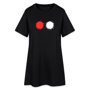 red white - Women’s T-Shirt Dress - black - Front