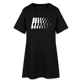 Monochrome diagonale Schrägstriche - Frauen T-Shirt-Kleid - Schwarz - Vorne