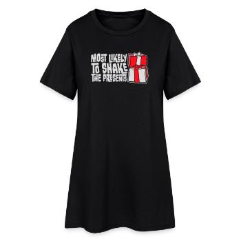 Le plus susceptible de secouer les cadeaux Noël Fun - Robe T-shirt Femme - noir - Devant