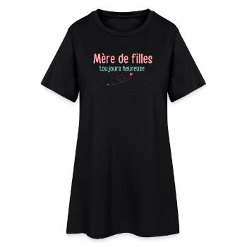 Mutter von Töchtern immer glücklich - Frauen T-Shirt-Kleid - Schwarz - Vorne