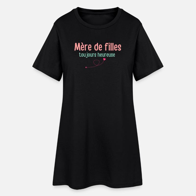 Mutter von Töchtern immer glücklich - Frauen T-Shirt-Kleid - Schwarz