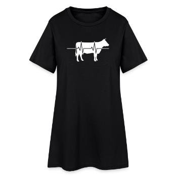Cow Heartbeat ECG Farm Clean Vector - Women’s T-Shirt Dress - black - Front