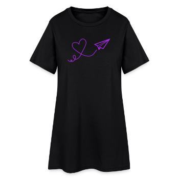 Illustration de vol en papier de vol cardiaque - Robe T-shirt Femme - noir - Devant