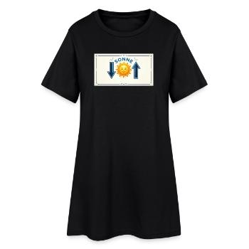 Minimalistische Balance: Sonne & Pfeile - Frauen T-Shirt-Kleid - Schwarz - Vorne