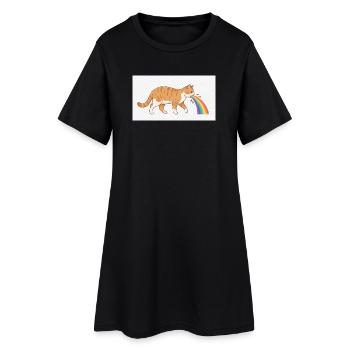 Chat crachant arc-en-ciel - Robe T-shirt Femme - noir - Devant
