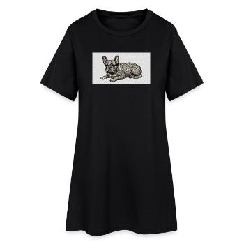 Ornate Bulldog Tattoo Pattern - Women’s T-Shirt Dress - black - Front