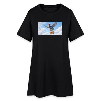 Un joli pigeon volant livrant un colis - Robe T-shirt Femme - noir - Devant