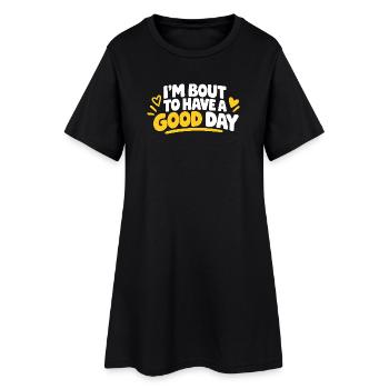 Guten Tag bereit: Fett weißer gelber Text - Frauen T-Shirt-Kleid - Schwarz - Vorne