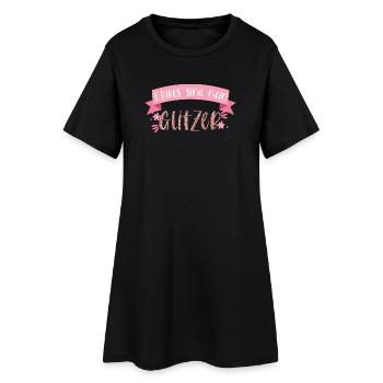 E-Bike Fahrrad E Bike Akku Glitzer Geschenk - Frauen T-Shirt-Kleid - Schwarz - Vorne