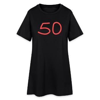 50th birthday fifty pink number pink - Women’s T-Shirt Dress - black - Front