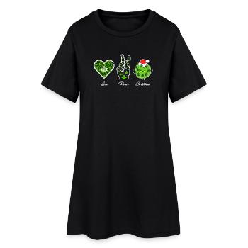 Love, Peace and Happiness / Merry Christmas - Frauen T-Shirt-Kleid - Schwarz - Vorne