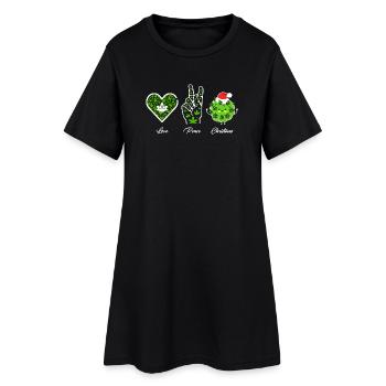 Amour, Paix et Bonheur / Joyeux Noël - Robe T-shirt Femme - noir - Devant