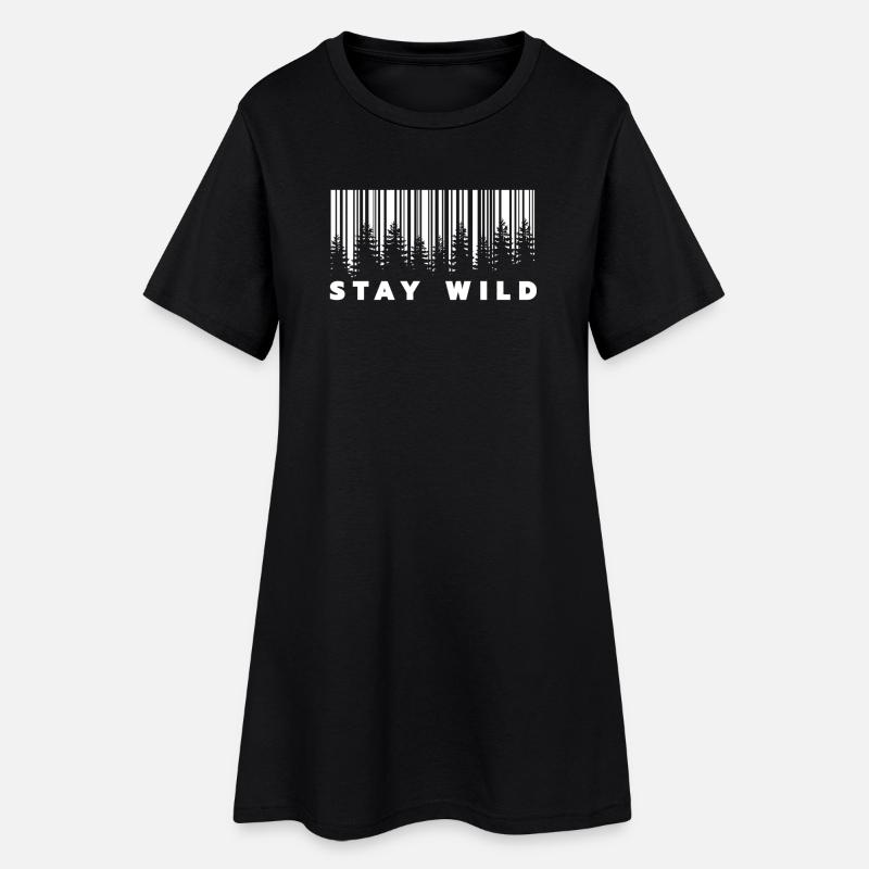 Code-barres Stay Wild Forest - Robe T-shirt Femme - noir