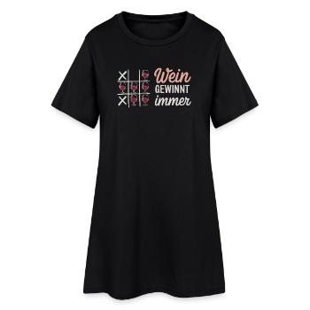 Le vin gagne toujours Morpion Drôle de proverbe - Robe T-shirt Femme - noir - Devant