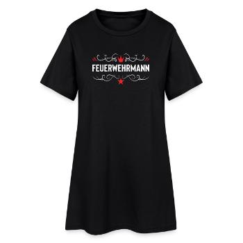 Feuerwehrmann Feuerwehr - Frauen T-Shirt-Kleid - Schwarz - Vorne