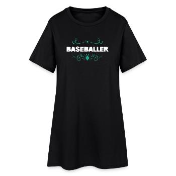 Baseball Ornament Style - Women’s T-Shirt Dress - black - Front