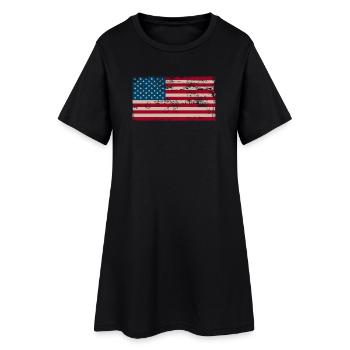 Drapeau américain vieilli - Robe T-shirt Femme - noir - Devant