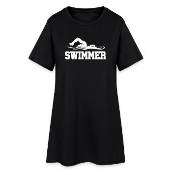 Silhouette flottante avec vagues - Robe T-shirt Femme - noir - Devant