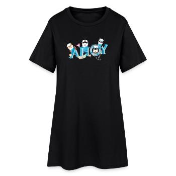 animaux mignons avec marin anglais saluant Ahoy - Robe T-shirt Femme - noir - Devant