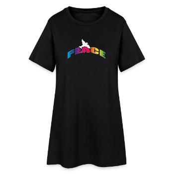 Peace mit Taube Regenbogenfarben - Frauen T-Shirt-Kleid - Schwarz - Vorne