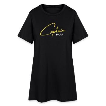Capitaine Papa — lettrage jaune - Robe T-shirt Femme - noir - Devant