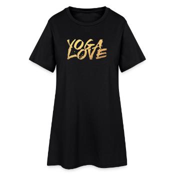 Yoga Love Gold Meditation Handschrift Graffiti om - Frauen T-Shirt-Kleid - Schwarz - Vorne