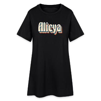 Alicya t-shirt rétro vintage t-shirt idée cadeau - Robe T-shirt Femme - noir - Devant