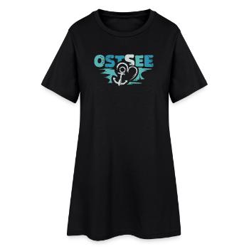 Ancre baltique rétro amour coeur logo symbole vintage - Robe T-shirt Femme - noir - Devant